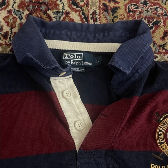 Ralph Lauren Navy and Burgundy Rugby Shirt - Picture 3 of 3